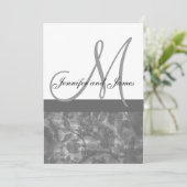 Faire-part de mariage Monogramme Noms Floral noir (Debout devant)