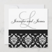 Faire-part de mariage Monogramme Noms Noir Damas (Devant)