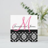 Faire-part de mariage Monogramme Noms Rose Chaud D (Debout devant)