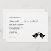 Faire-part de mariage Monogramme Oiseaux - Sage (Devant / Derrière)