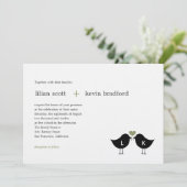 Faire-part de mariage Monogramme Oiseaux - Sage (Debout devant)