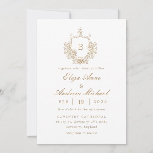 Faire-part de mariage Monogramme Or Classique (Devant)