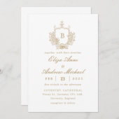 Faire-part de mariage Monogramme Or Classique (Devant / Derrière)