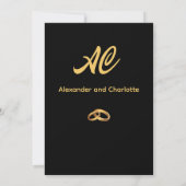 Faire-part de mariage Monogramme Or Noir (Dos)