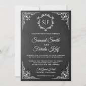Faire-part de mariage Monogramme Ornat Chalkboard (Devant)