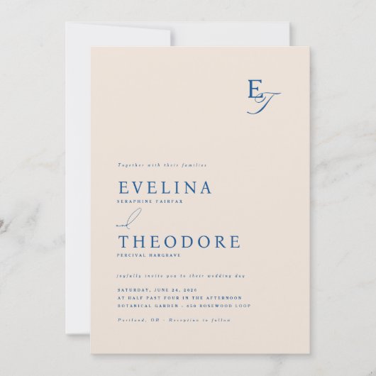 Faire-part de mariage Monogramme Parker (Devant)