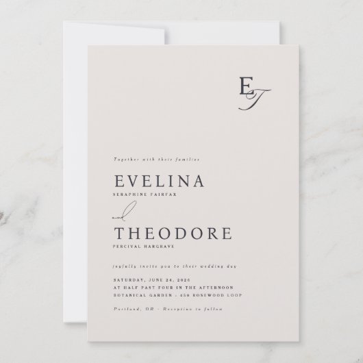 Faire-part de mariage Monogramme Parker (Devant)