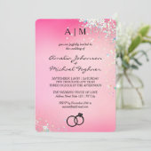 Faire-part de mariage Monogramme rose (Debout devant)