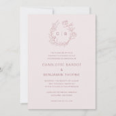Faire-part de mariage Monogramme rose (Devant)