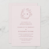 Faire-part de mariage Monogramme rose (Devant / Derrière)