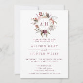 Faire-part de mariage Monogramme Rose poussiéreux (Devant)