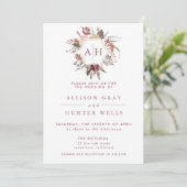 Faire-part de mariage Monogramme Rose poussiéreux (Debout devant)