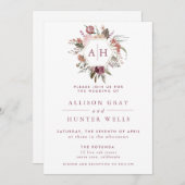 Faire-part de mariage Monogramme Rose poussiéreux (Devant / Derrière)