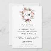 Faire-part de mariage Monogramme Rose poussiéreux (Devant)