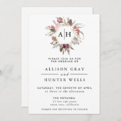 Faire-part de mariage Monogramme Rose poussiéreux (Devant / Derrière)