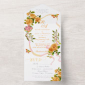 Faire-part de mariage Monogramme Ruban Rose Doré (À l'intérieur)