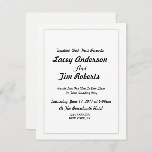 Faire-part de mariage Monogramme simple (Devant / Derrière)