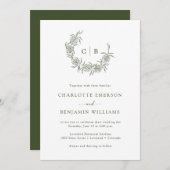 Faire-part de mariage monogramme simple (Devant / Derrière)