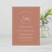 Faire-part de mariage Monogramme simple en terre c (Debout devant)