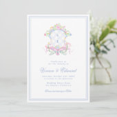 Faire-part de mariage Monogramme Swan Crest Bleu c (Debout devant)