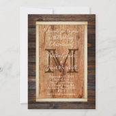 Faire-part de mariage monogramme ton bois rustique (Dos)