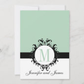 Faire-part de mariage Monogramme vert à la menthe (Devant)