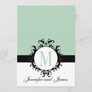 Faire-part de mariage Monogramme vert à la menthe