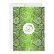 Faire-part de mariage Monogramme Vert Paisley