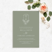 Faire-part de mariage Monogramme vert Sage