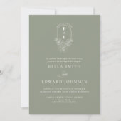 Faire-part de mariage Monogramme vert Sage (Devant)