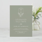 Faire-part de mariage Monogramme vert Sage (Debout devant)