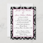 Faire-part de mariage Monogramme Vin et Damas blan (Dos)