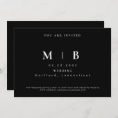 Faire-part de mariage monographique B/W simple et  (Devant / Derrière)