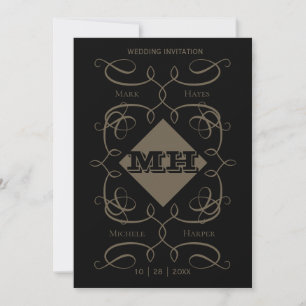 Faire-part de mariage monographique victorien