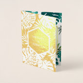 Faire-part de mariage Monstera sarcelle blanc feui (Devant)