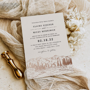 Faire-Part de Mariage Montagne Esquisse
