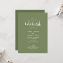 Faire-part de mariage Montagne Rustique Sage Foncé