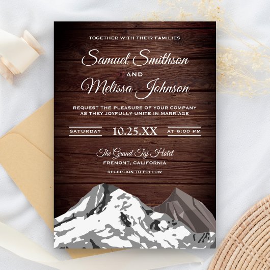 Faire-Part de Mariage Montagnes Rustiques sous la