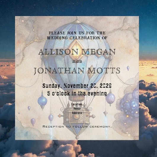 Faire-part de mariage montgolfière Steampunk
