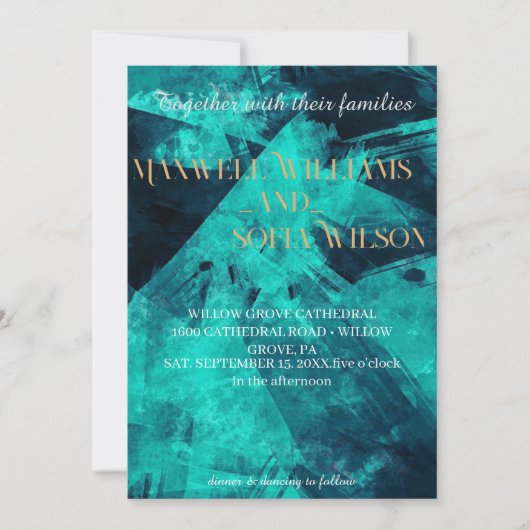 Faire-part de mariage Moody Aquarelle Peinture (Devant)