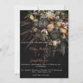 Faire-part de mariage moody floral orange blanc (Devant)