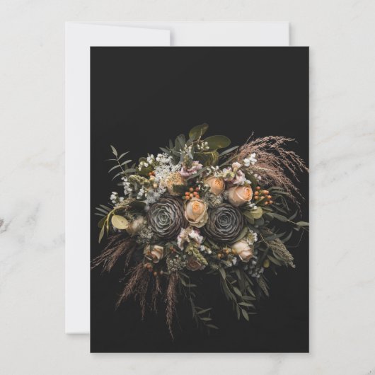 Faire-part de mariage moody floral orange blanc (Dos)