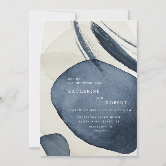 Faire-part de mariage Moody Watercolor moderne (Devant)