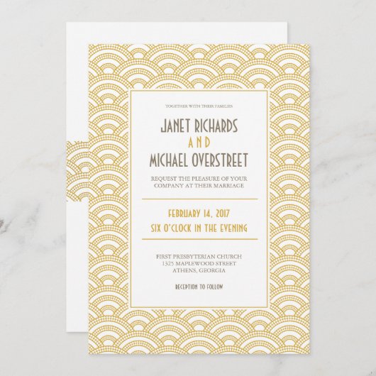 Faire-part de mariage Motif Art déco (Devant / Derrière)