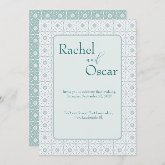 Faire-part de mariage motif bleu pastel (Devant / Derrière)