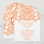 Faire-part de mariage Motif de dentelle Orange Meh (Devant / Derrière)