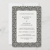 Faire-part de mariage Motif de vague noir + blanc (Devant)