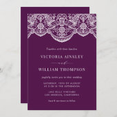 Faire-part de mariage Motif en dentelle violette m (Devant / Derrière)