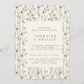 Faire-part de mariage motif fleur sauvage délicat (Devant / Derrière)