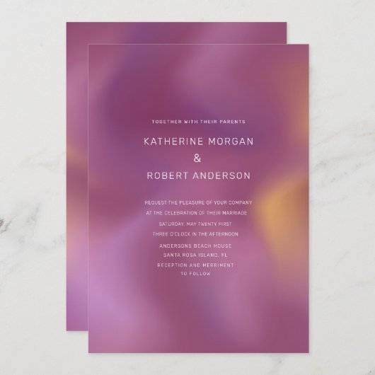 Faire-part de mariage Motif moderne Ombre métalliq (Devant / Derrière)